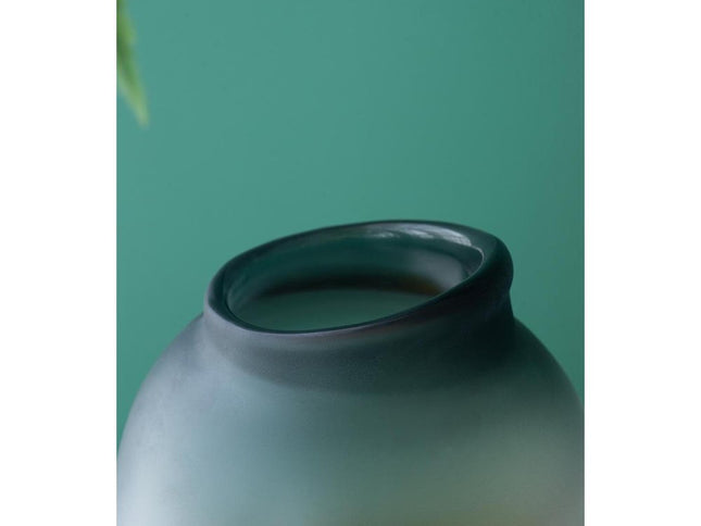 10" Charcoal And Orange Ombre Round Glass Table Vase