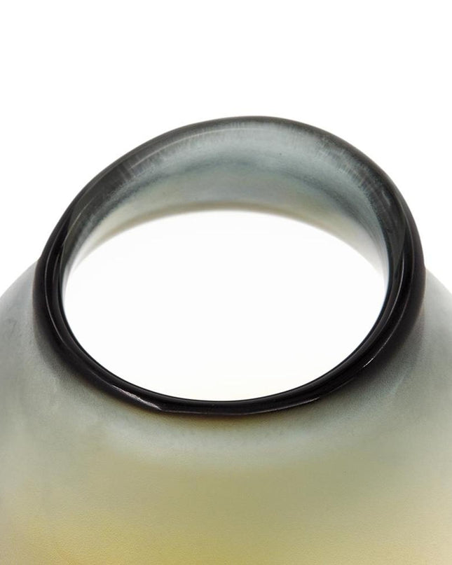 10" Charcoal And Orange Ombre Round Glass Table Vase