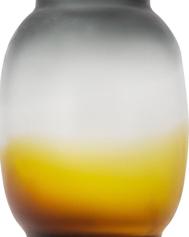 10" Charcoal And Orange Ombre Round Glass Table Vase