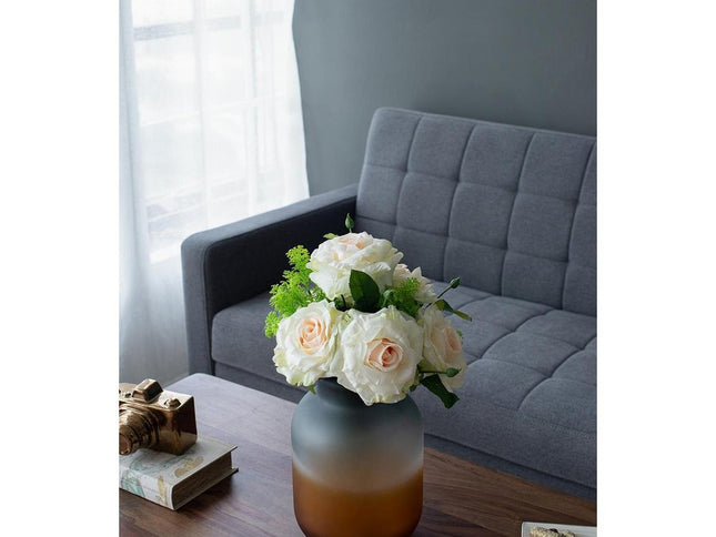 11" Charcoal And Orange Ombre Round Glass Table Vase