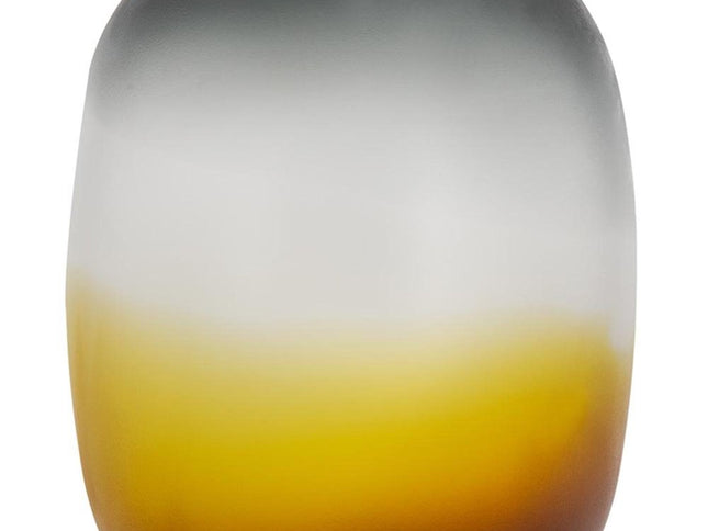 11" Charcoal And Orange Ombre Round Glass Table Vase