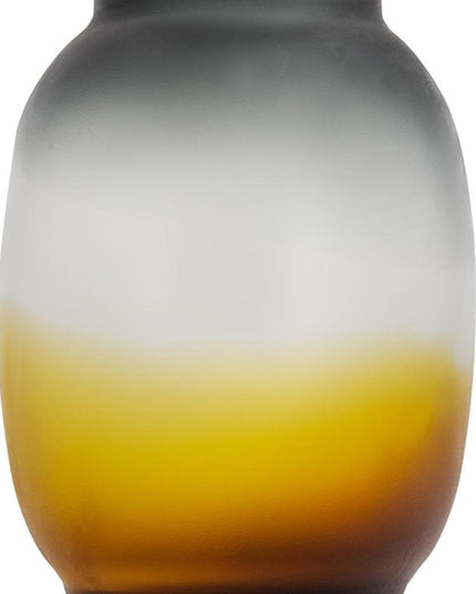 11" Charcoal And Orange Ombre Round Glass Table Vase