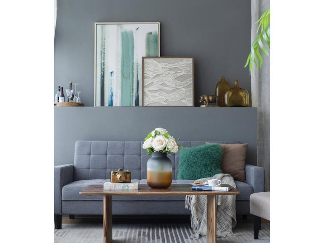 11" Charcoal And Orange Ombre Round Glass Table Vase