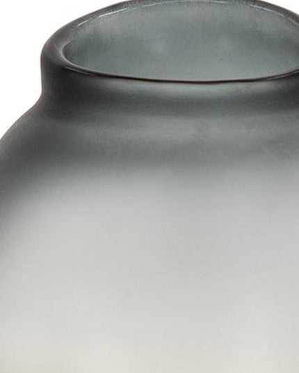 11" Charcoal And Orange Ombre Round Glass Table Vase