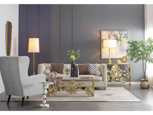 14" Blue And Gold Abstract Bud Glass Table Vase