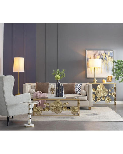 14" Blue And Gold Abstract Bud Glass Table Vase