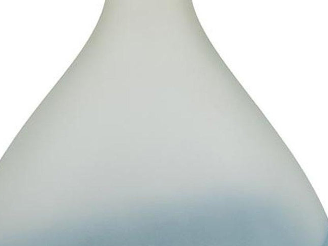16" White And Blue Swirl Art Glass Table Vase
