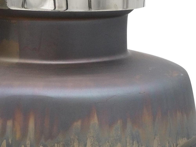 Set of Two Black And Gray Abstract Glass Round Table Vases