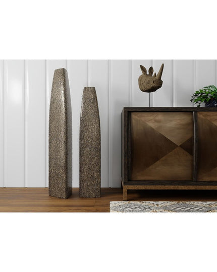 40" Gold Tapered Ceramic Floor Vase