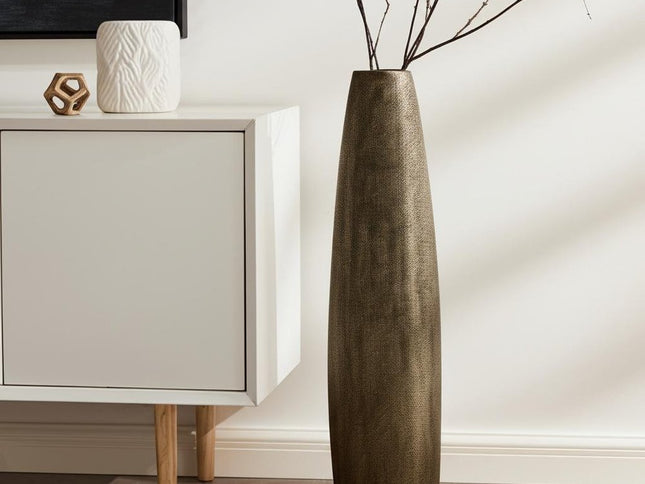 40" Gold Tapered Ceramic Floor Vase