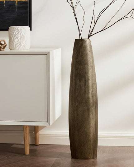 40" Gold Tapered Ceramic Floor Vase