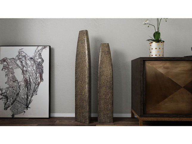 47" Gold Tapered Ceramic Floor Vase