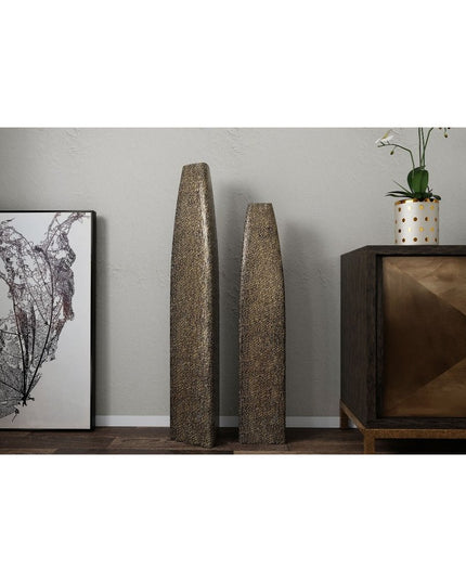 47" Gold Tapered Ceramic Floor Vase