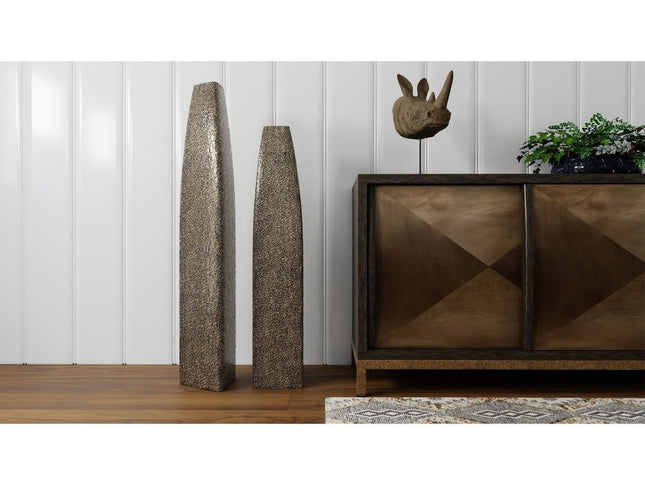 47" Gold Tapered Ceramic Floor Vase