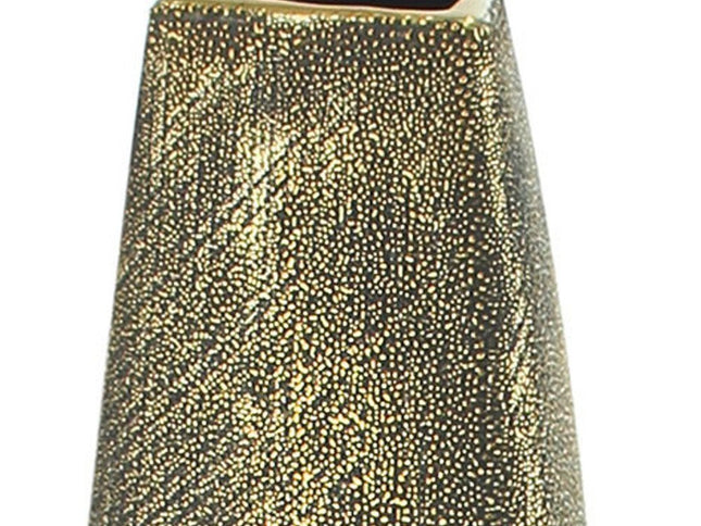 47" Gold Tapered Ceramic Floor Vase