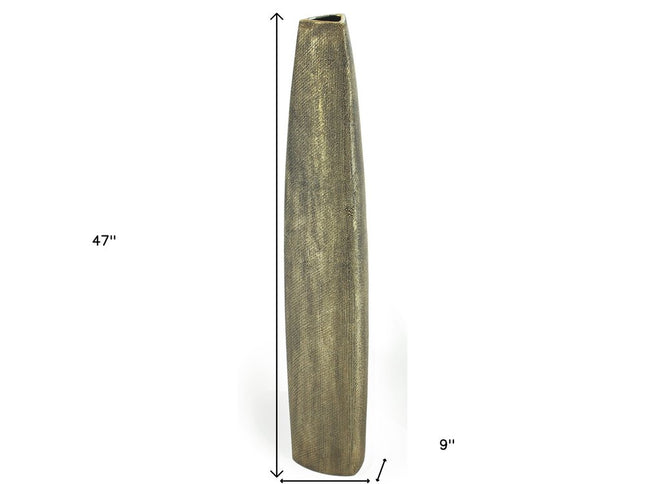 47" Gold Tapered Ceramic Floor Vase