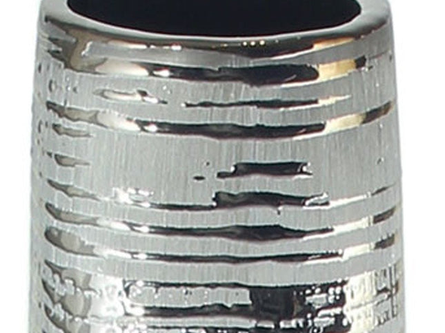 40" Silver Striped Tapered Ceramic Floor Vase