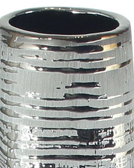 40" Silver Striped Tapered Ceramic Floor Vase