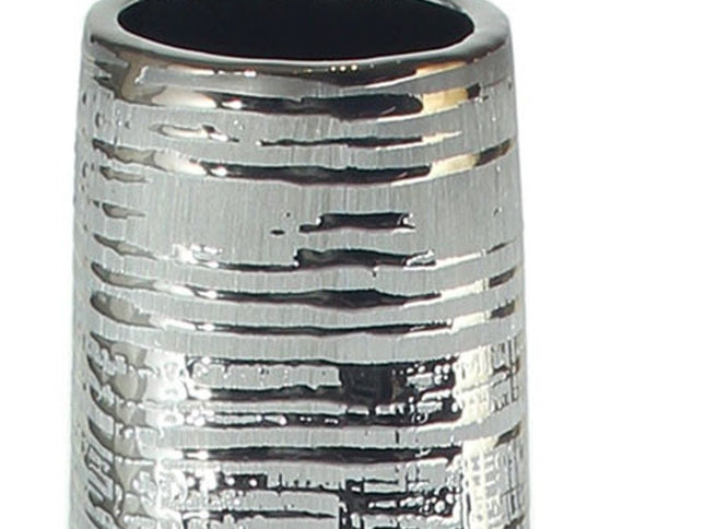 40" Silver Striped Tapered Ceramic Floor Vase