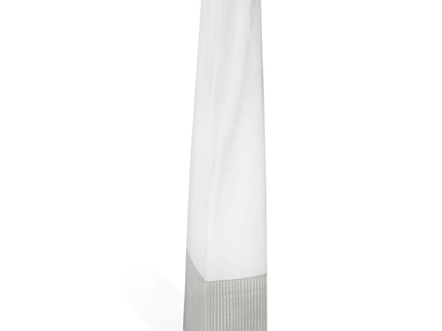 32" White Faceted Geometric Tapered Ceramic Floor Vase