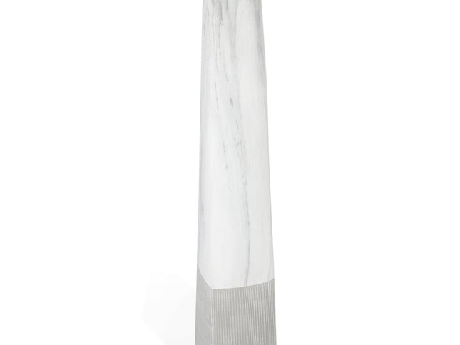 40" White Faux Marble Tapered Ceramic Floor Vase