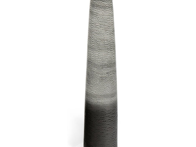 39" Black And Gray Ombre Tapered Ceramic Floor Vase