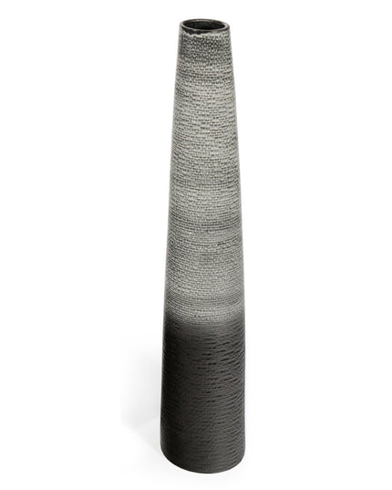 39" Black And Gray Ombre Tapered Ceramic Floor Vase