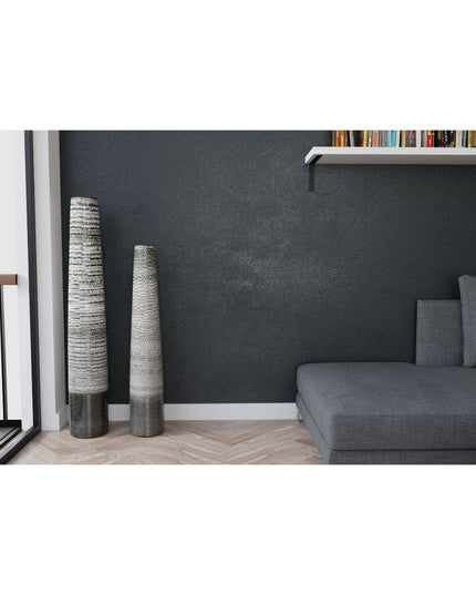 47" Black And Gray Ombre Tapered Ceramic Floor Vase