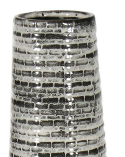 47" Black And Gray Ombre Tapered Ceramic Floor Vase