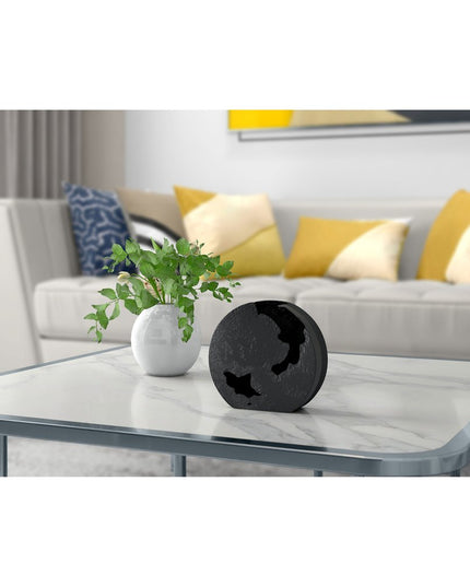 8" Black Hammered Round Aluminum Table Vase