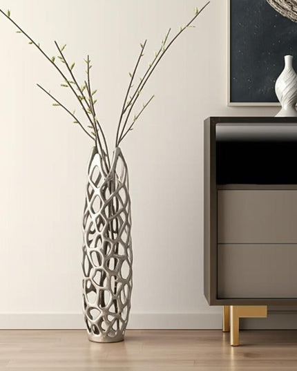 27" Cylinder Aluminum Floor Vase