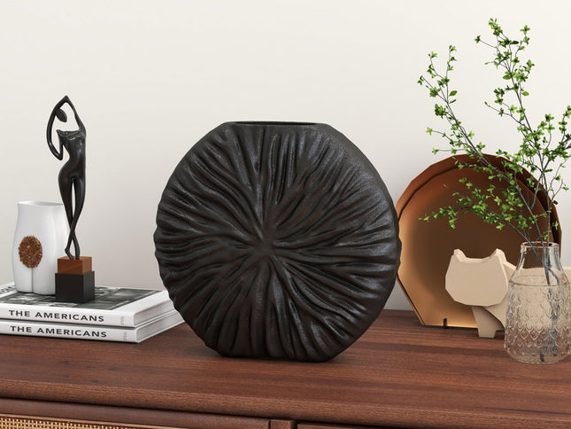 10" Gray Abstract Aluminum Table Vase