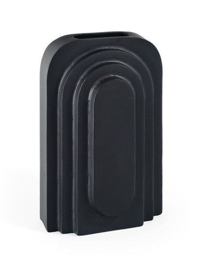 12" Black Geometric Aluminum Table Vase