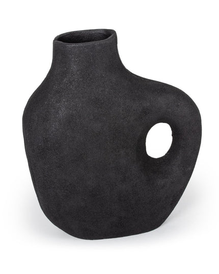 12" Black Aluminum Modern Abstract Table Vase