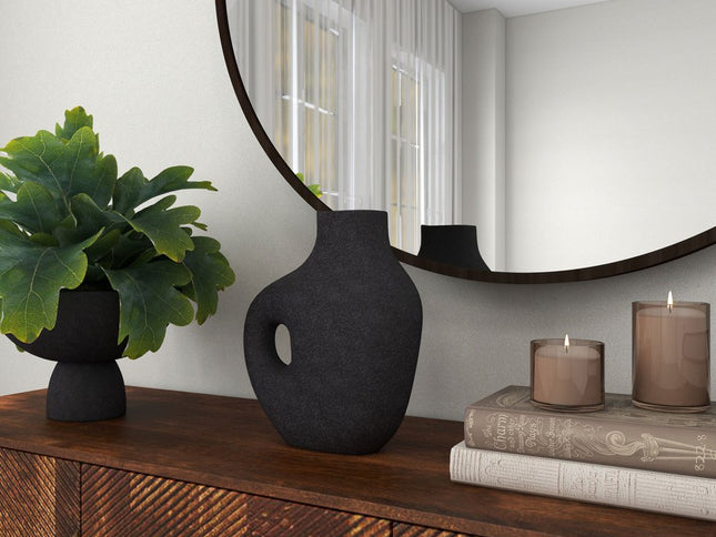 12" Black Aluminum Modern Abstract Table Vase