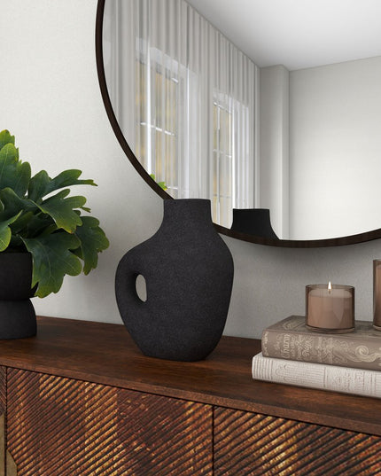 12" Black Aluminum Modern Abstract Table Vase