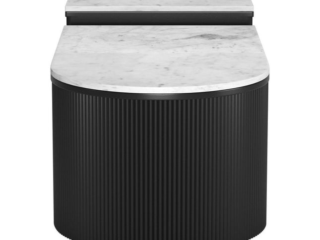 Set of Two Black And White Wood And Faux Marble Oval Drum Bunching Coffee Tables