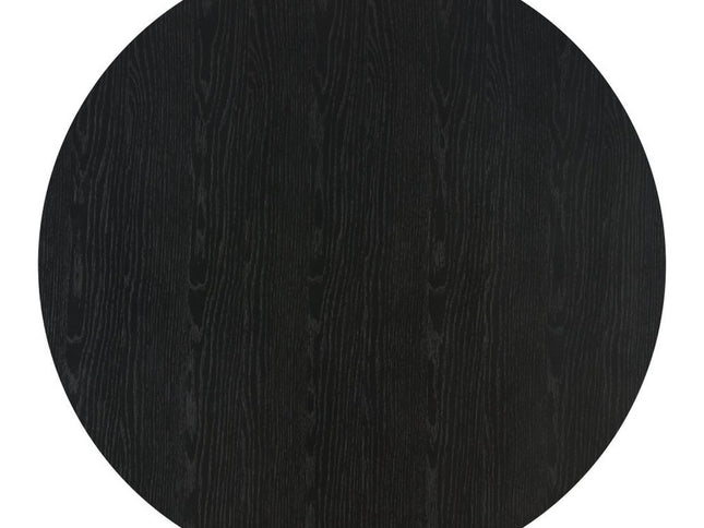 32" Black and Walnut Wood Round Drum Coffee Table