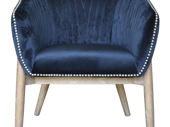 28" Blue And Brown Velvet Arm Chair