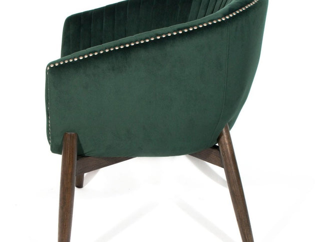 28" Green And Brown Velvet Arm Chair