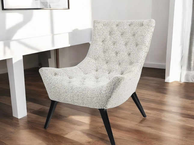 32" Gray and Black Tufted Boucle Lounge Chair