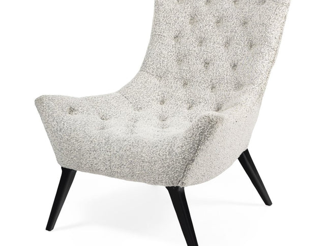 32" Gray and Black Tufted Boucle Lounge Chair
