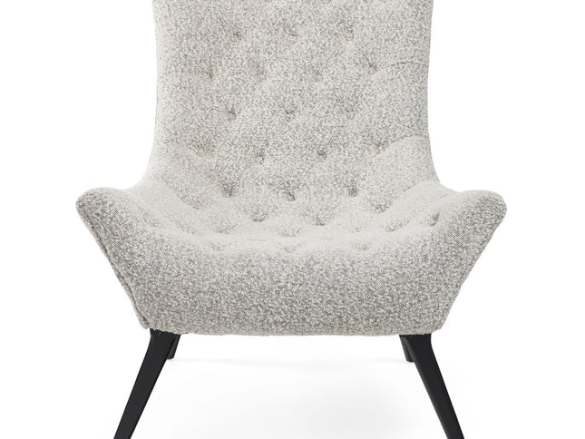 32" Gray and Black Tufted Boucle Lounge Chair