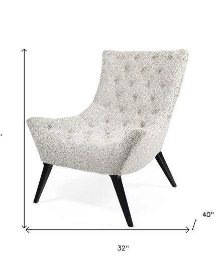 32" Gray and Black Tufted Boucle Lounge Chair