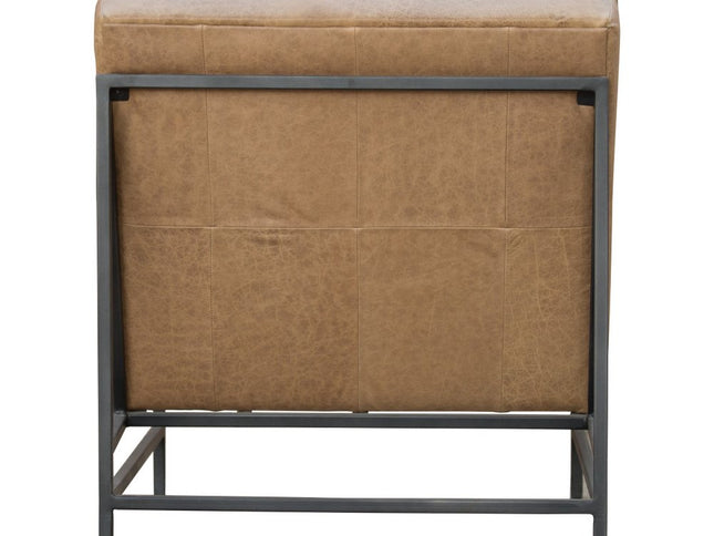 31" Cream And Black Genuine Leather Tufted Slipper Chair