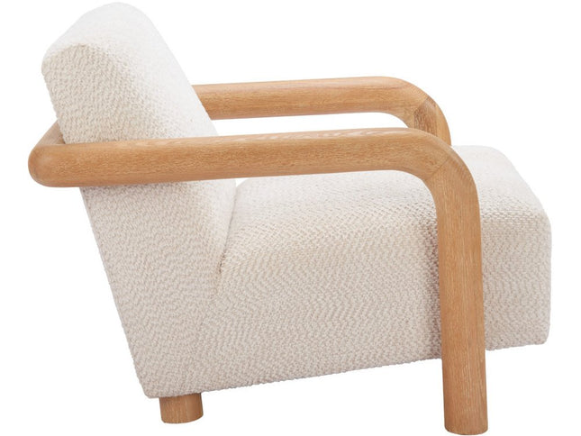 36" White And Natural Upholstered Arm Chair