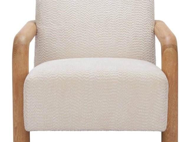 36" White And Natural Upholstered Arm Chair