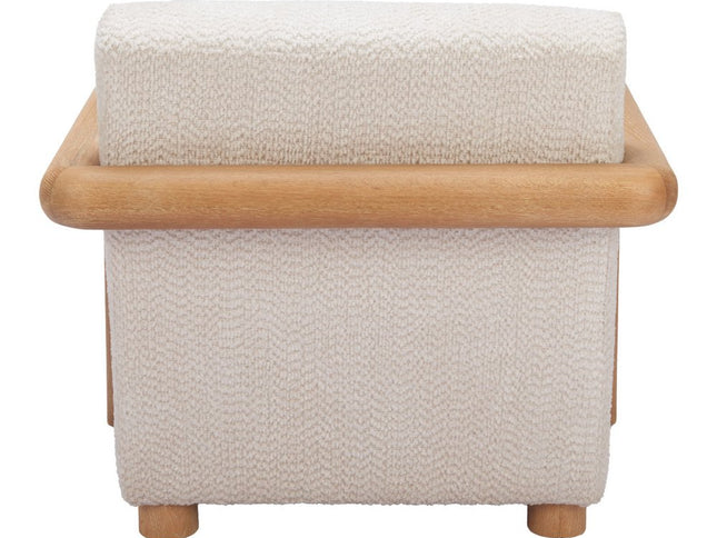 36" White And Natural Upholstered Arm Chair