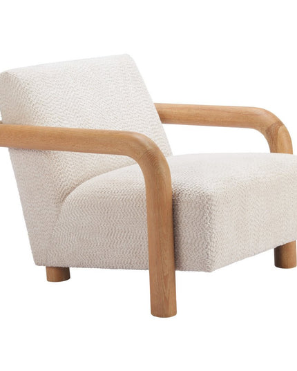 36" White And Natural Upholstered Arm Chair