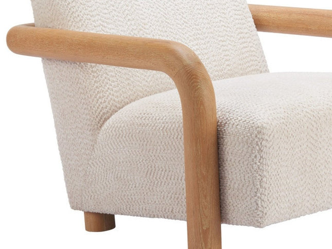 36" White And Natural Upholstered Arm Chair